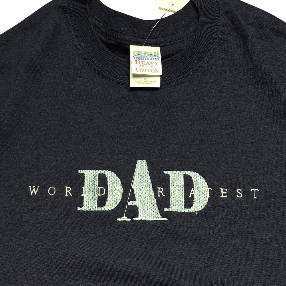 Gildan Mens T Shirt Navy Blue Worlds Greatest Dad Graphic Tee Size Medium